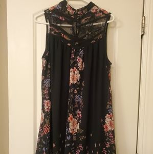 Soulmates XL sleeveless black floral dress